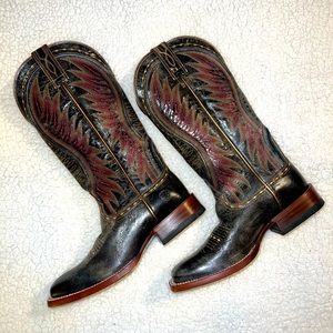 NWOT Ariat Black Leather Cowboy Boots Size 9.5 Womens